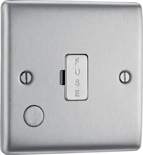 BG Nexus Metal Un-Switched Fused Spur with Flex Outlet in Brushed Steel - NBS55-01 BG (British General)
