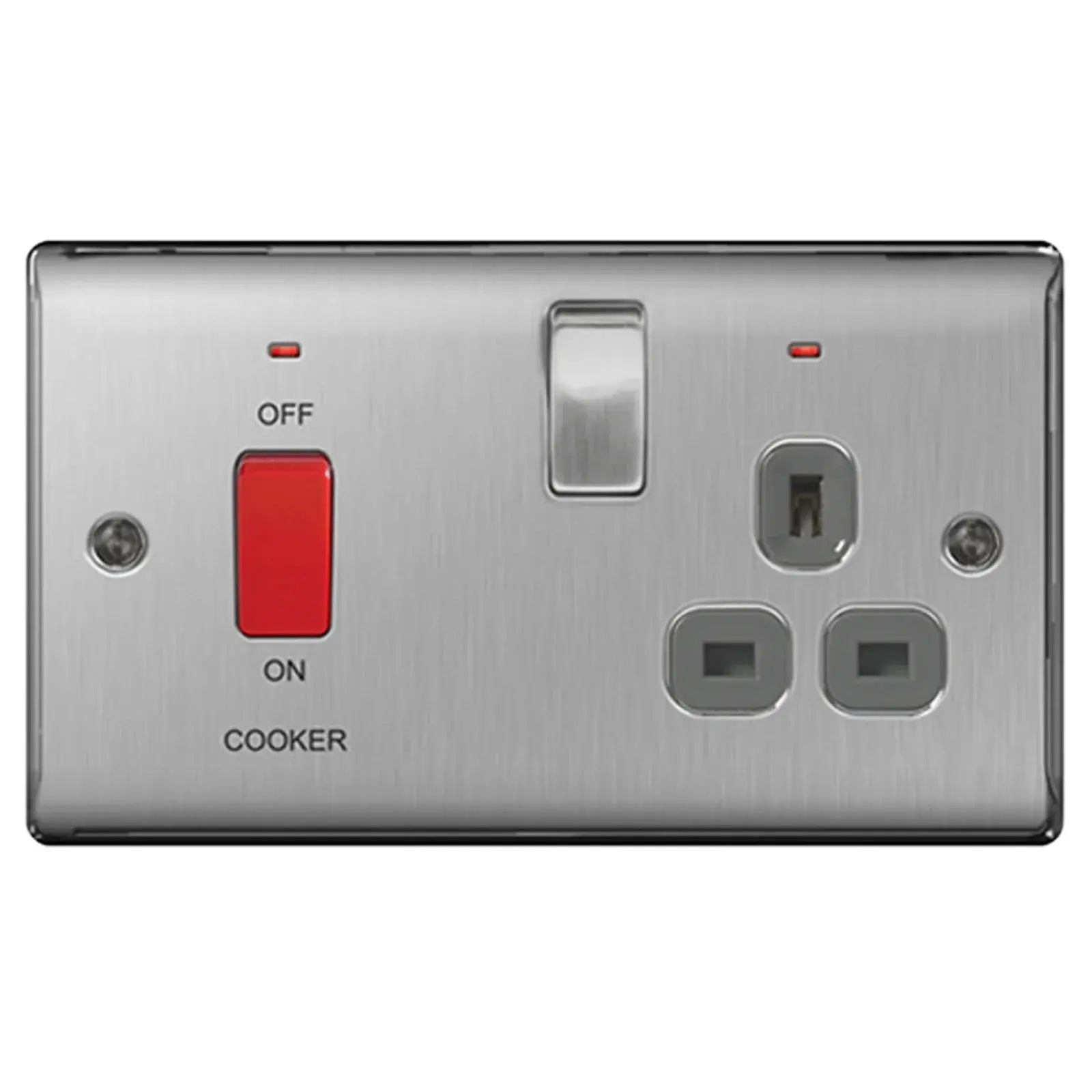 BG Nexus Brushed Steel Switches and Sockets with Grey Inserts – Full Range ACAS Electrical