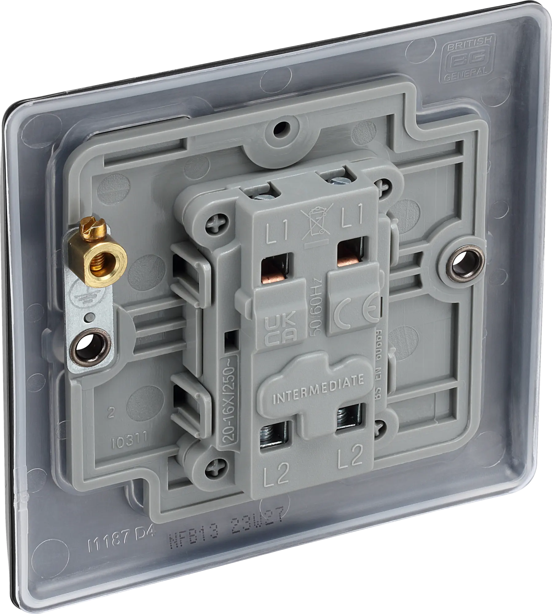 BG Nexus Metal Matt Black 1 Intermediate  Gang 20A 16AX Plate Switch - NFB13 BG Nexus