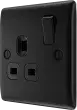 BG Nexus Metal Matt Black Single Socket 1 Gang 13A Double Pole Switched Socket - NFB21B BG Nexus