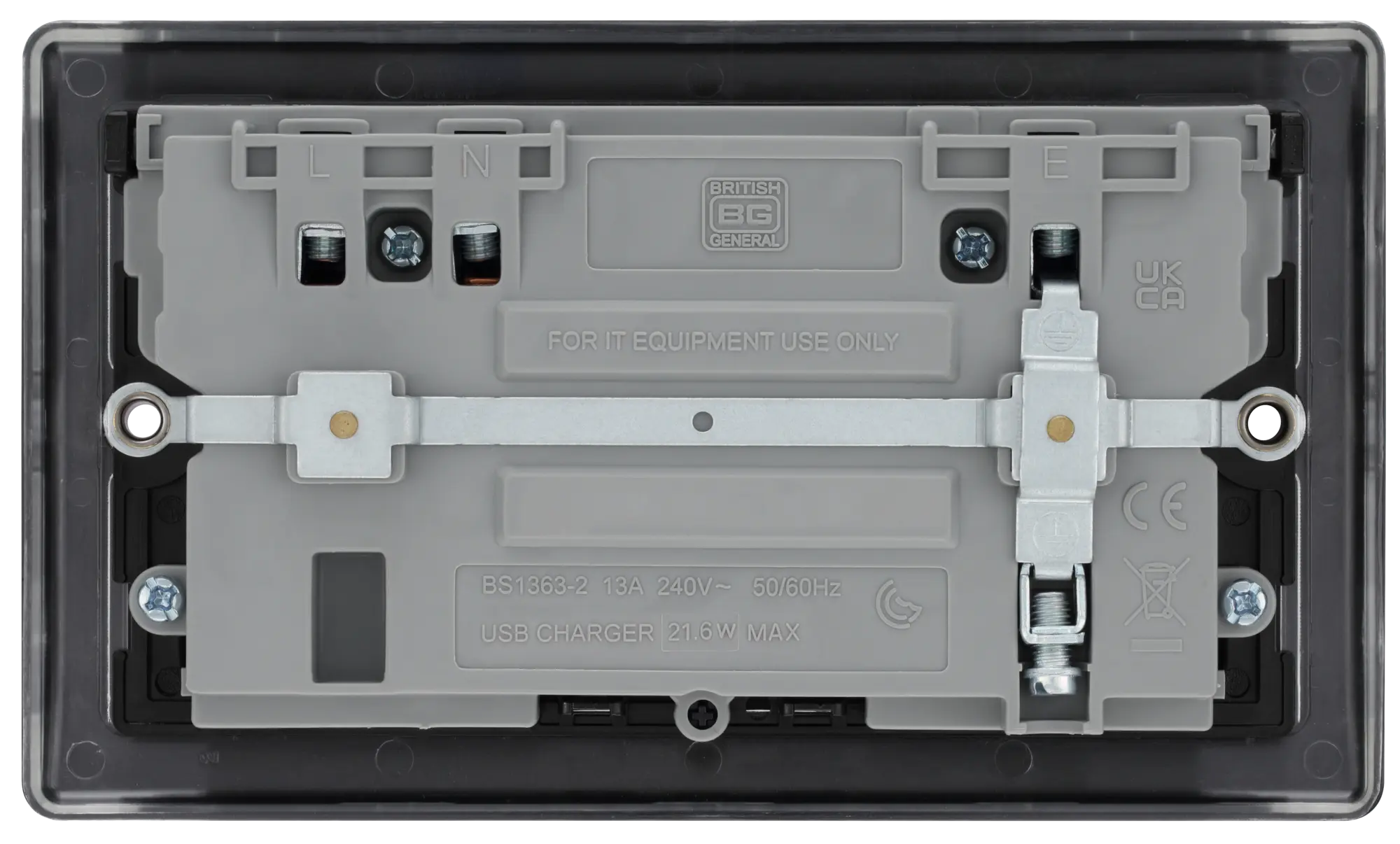 BG Nexus Metal USB USBC 22W Double Socket in Matt Black NFB22UAC22B BG Nexus