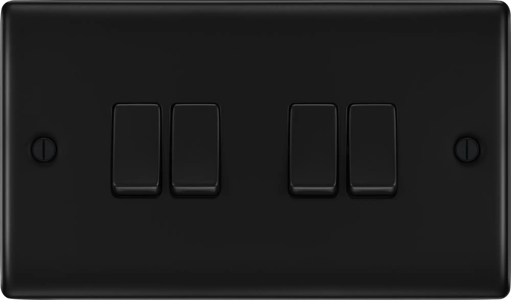 BG Nexus Metal Matt Black 4 Gang 20A 16AX 2 Way Plate Switch - NFB44 BG Nexus