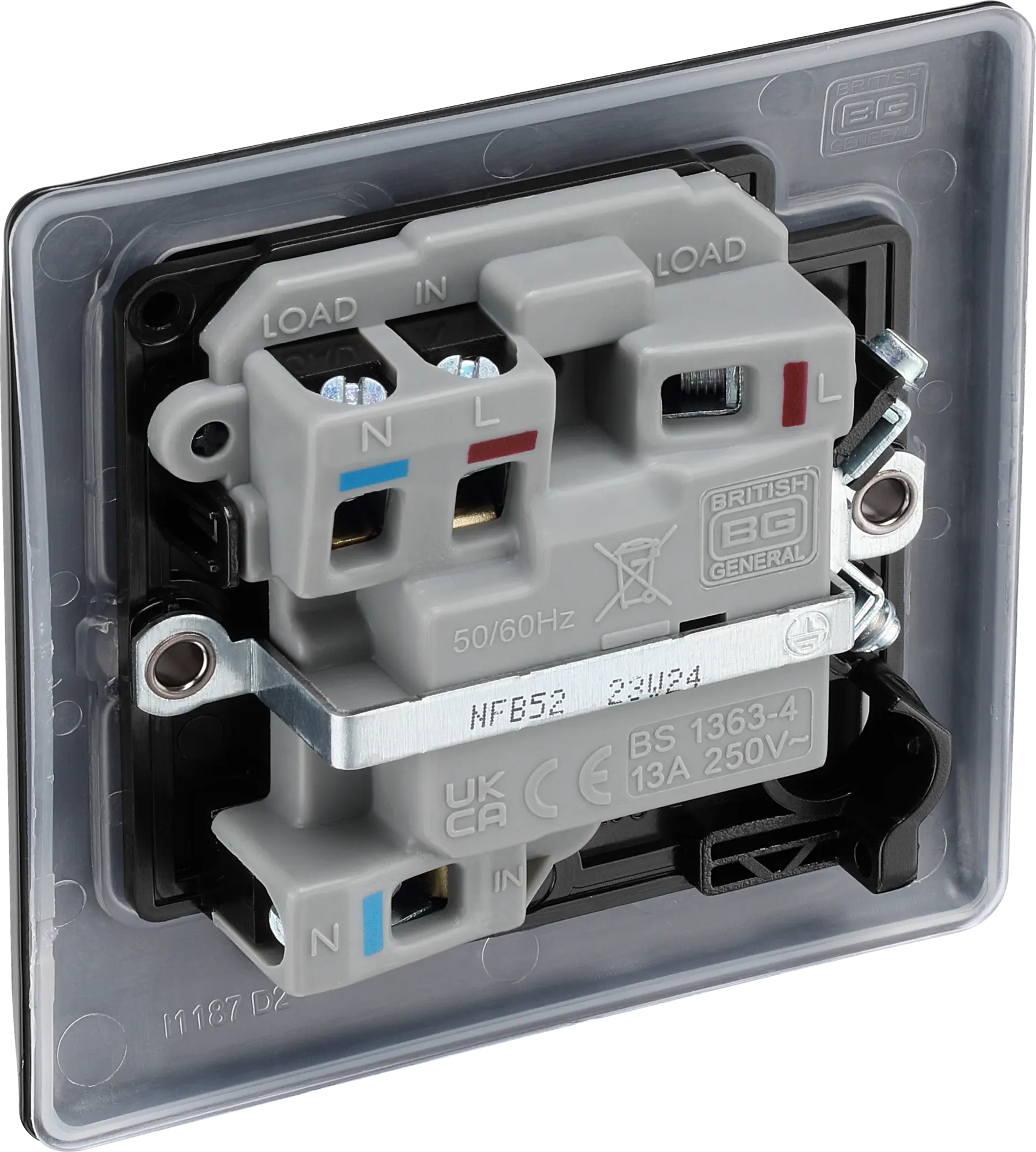 BG Nexus Metal Matt Black 13A Neon Switched Fused Spur Unit - NFB52 BG Nexus