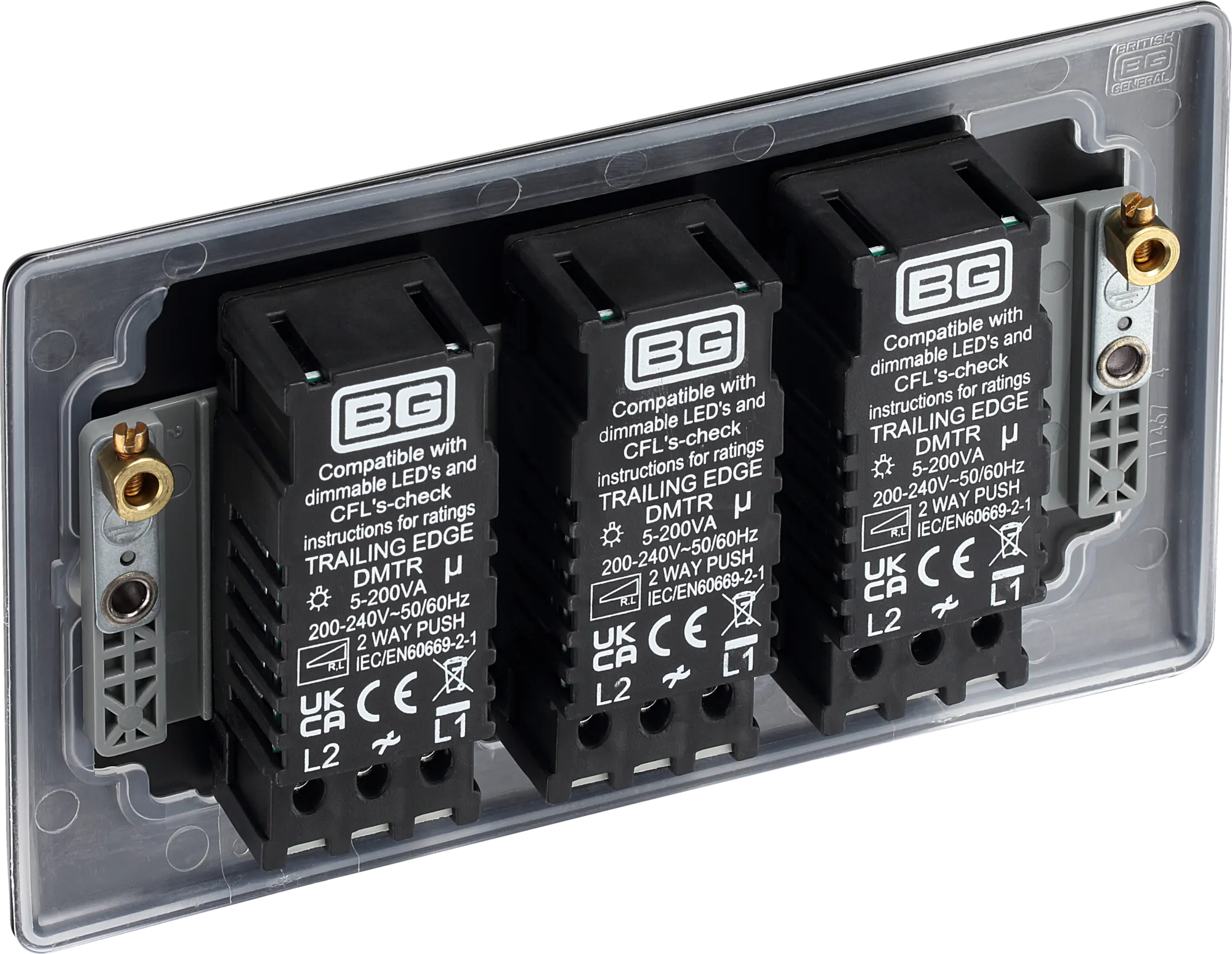 BG Nexus Metal 3 Gang Dimmer Switch in Matt Black - NFB83 BG Nexus