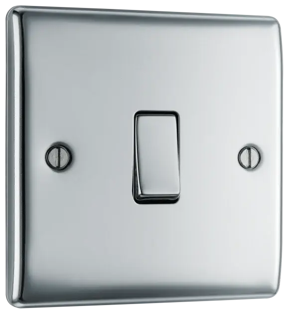 BG Nexus Metal 1 Gang Light Switch in Polished Chrome - NPC12-01 BG (British General)