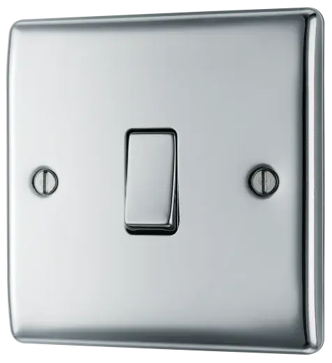 BG Nexus Metal 1 Gang Light Switch in Polished Chrome - NPC12-01 BG (British General)