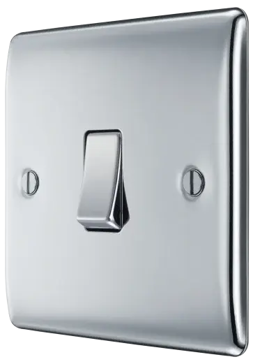 BG Nexus Metal 1 Gang Light Switch in Polished Chrome - NPC12-01 BG (British General)