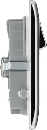 BG Nexus Metal USB Double Switched Fast Charging Power Socket with Two USB Charging Ports 13A in Polished Chrome with White Inserts - NPC22U3W BG (British General)