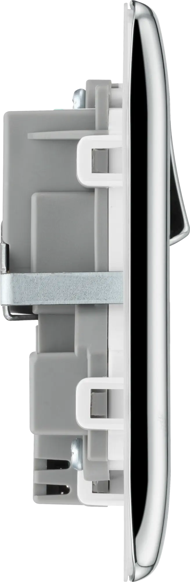 BG Nexus Metal USB USBC 12W Double Socket in Polished Chrome with White Inserts NPC22UAC12W BG Nexus