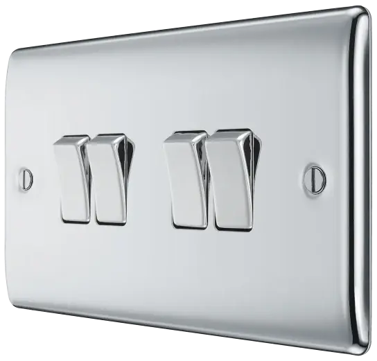 BG Nexus Metal 4 Gang Switch in Polished Chrome - NPC44-01 BG (British General)