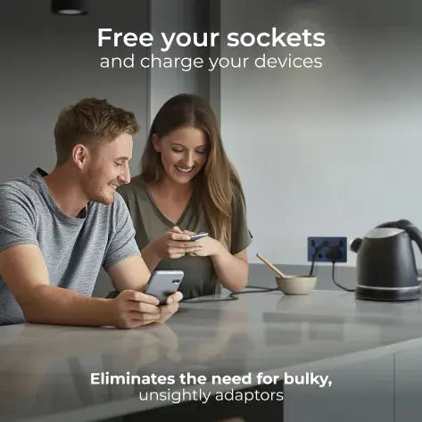 BG Evolve Matt Blue PCDDB22UAC22B USB Double Socket 22W Type A & C USB BG (British General)