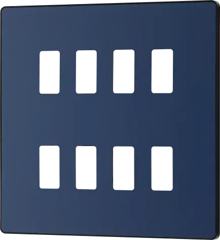 BG Evolve Matt Blue RPCDDB8B 8 Gang Front Cover Plate BG (British General)