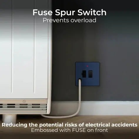 BG Evolve Matt Blue Screwless Switched Spur + Neon + Cable Outlet PCDDB52B BG (British General)