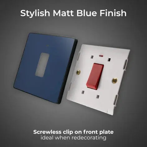 BG Evolve Matt Blue Screwless 45A DP Single Plate + Neon PCDDB74B BG (British General)