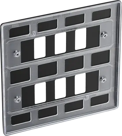 BG RNFB6 Matt Black Steel 6 Gang Front Cover Plate BG Nexus