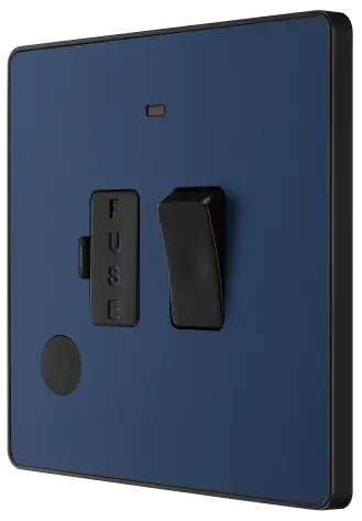 BG Evolve Matt Blue Screwless Switched Spur + Neon + Cable Outlet PCDDB52B BG (British General)