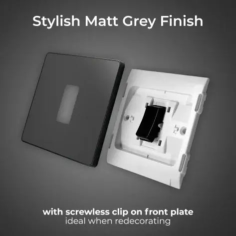 BG Evolve Matt Grey Screwless Single Light Switch PCDMG12B BG (British General)