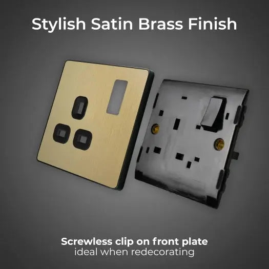 BG Evolve Satin Brass Screwless Single Socket PCDSB21B BG (British General)