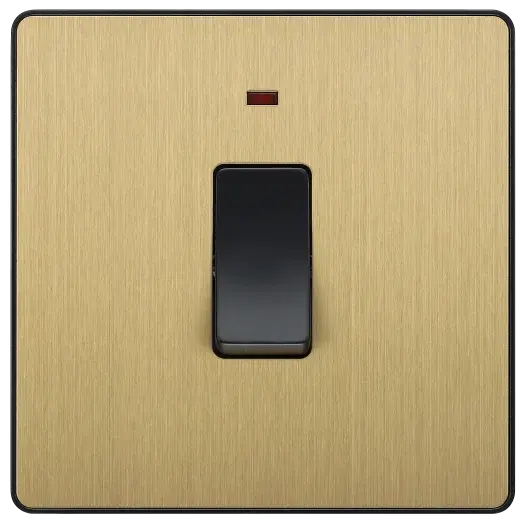 BG Evolve Satin Brass Screwless 20A Double Pole Switch + Neon PCDSB31B BG (British General)