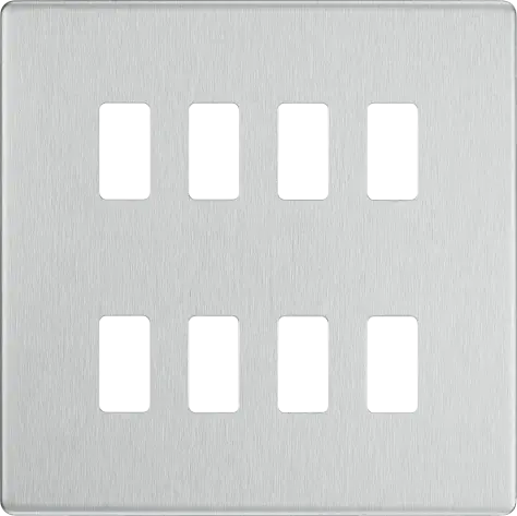 BG RFBS8 Screwless Brushed Steel 8 Gang Front Cover Plate BG Nexus