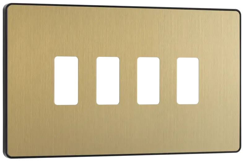 BG Evolve Satin Brass RPCDSB4B 4 Gang Front Cover Plate BG (British General)