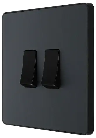 BG Evolve Matt Grey Screwless Double Light Switch PCDMG42B BG (British General)
