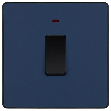 BG Evolve Matt Blue Screwless 20A Double Pole Switch + Neon PCDDB31B BG (British General)