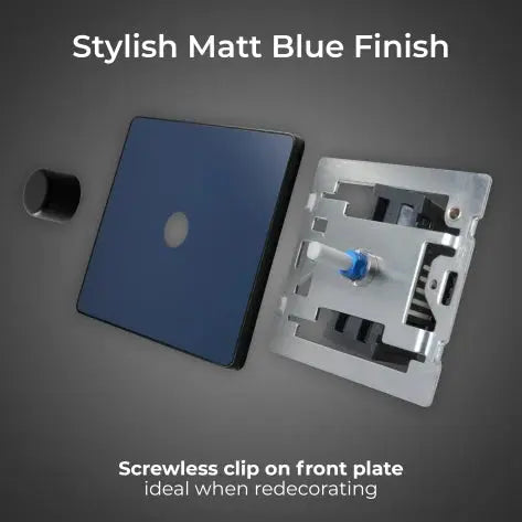 BG Evolve Matt Blue Screwless Single Trailing Edge Dimmer Switch PCDDB81B BG (British General)