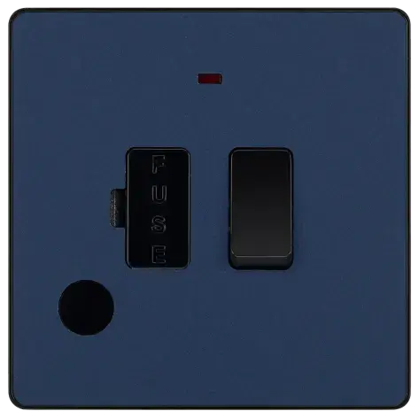 BG Evolve Matt Blue Screwless Switched Spur + Neon + Cable Outlet PCDDB52B BG (British General)