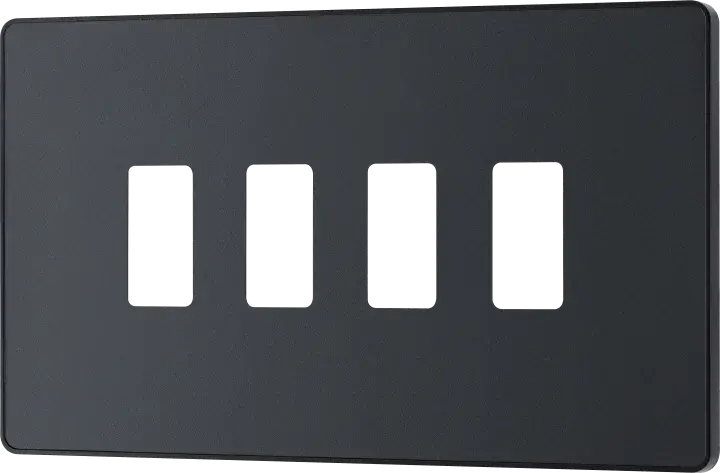BG Evolve Matt Grey RPCDMG4B 4 Gang Front Cover Plate BG (British General)