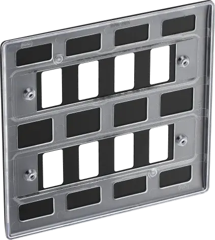 BG RNFB8 Matt Black Steel 8 Gang Front Cover Plate BG Nexus