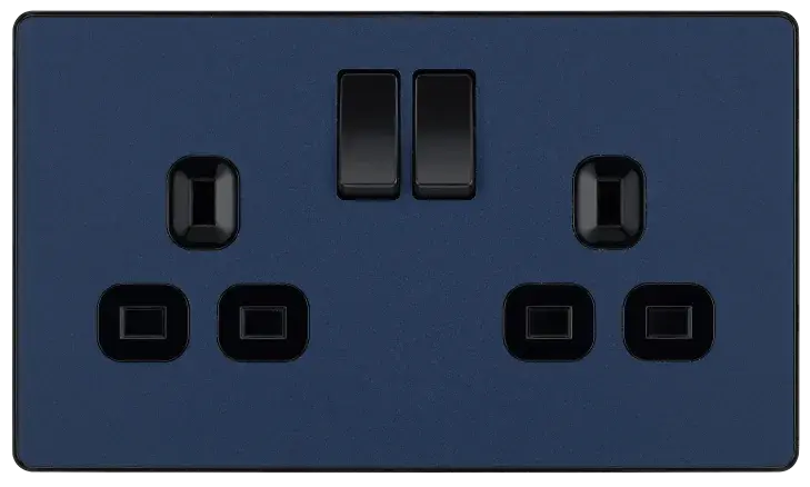 BG Evolve Matt Blue Screwless Double Socket PCDDB22B BG (British General)