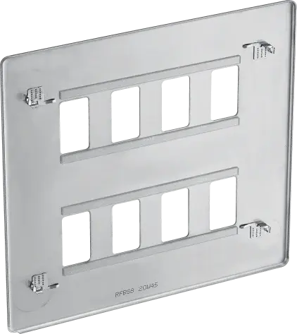 BG RFBS8 Screwless Brushed Steel 8 Gang Front Cover Plate BG Nexus