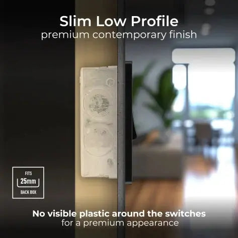 BG Evolve Matt Grey Screwless Double Light Switch PCDMG42B BG (British General)