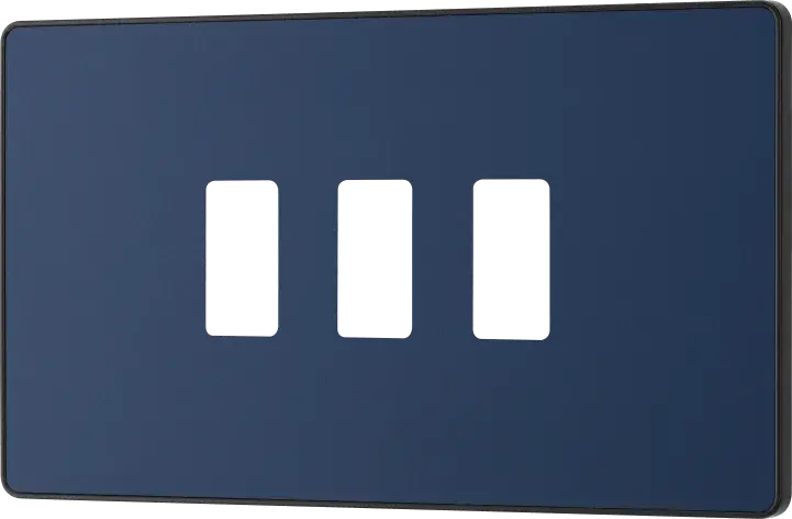 BG Evolve Matt Blue RPCDDB3B 3 Gang Front Cover Plate BG (British General)