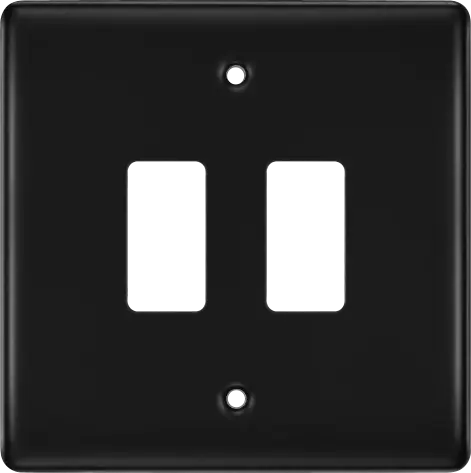 BG RNFB2 Matt Black Steel 2 Gang Front Cover Plate BG Nexus