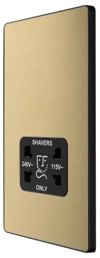 BG Evolve Satin Brass Screwless Dual Volt Shaver Socket PCDSB20B BG (British General)
