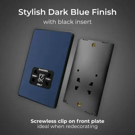 BG Evolve Matt Blue Screwless Dual Volt Shaver Socket PCDDB20B BG (British General)
