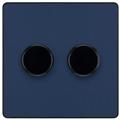 BG Evolve Matt Blue Screwless Double Trailing Edge Dimmer Switch PCDDB82B BG (British General)