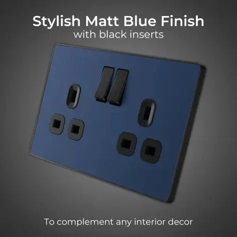 BG Evolve Matt Blue Screwless Double Socket PCDDB22B BG (British General)