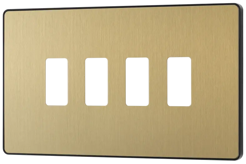 BG Evolve Satin Brass RPCDSB4B 4 Gang Front Cover Plate BG (British General)