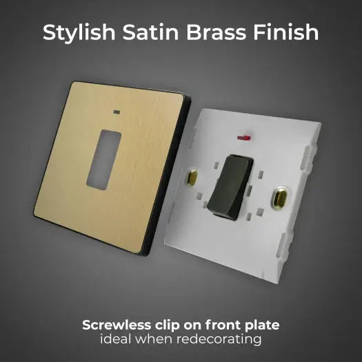 BG Evolve Satin Brass Screwless 20A Double Pole Switch + Neon PCDSB31B BG (British General)