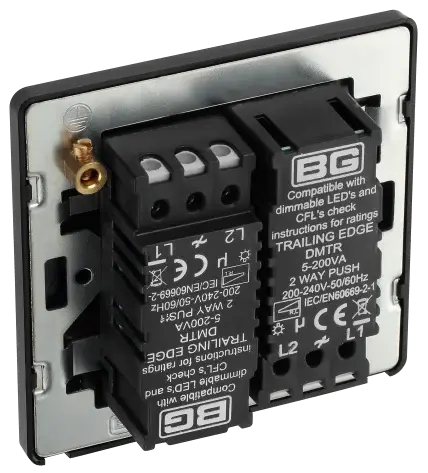 BG Evolve Matt Grey Screwless Double Trailing Edge Dimmer Switch PCDMG82B BG (British General)