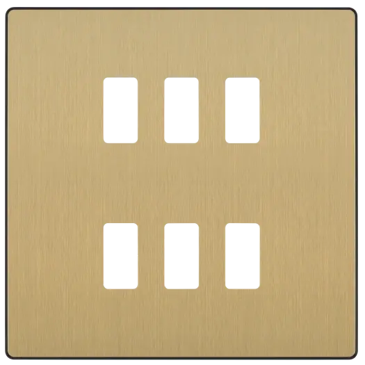 BG Evolve Satin Brass RPCDSB6B 6 Gang Front Cover Plate BG (British General)