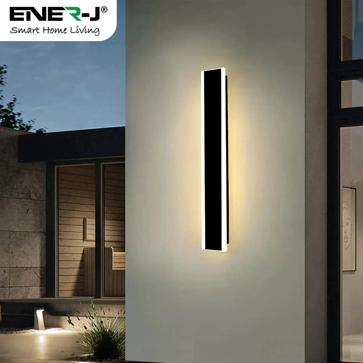 Outdoor Acrylic Black Wall Lights, 60 x 8 cms, 12W Waterproof, IP44, 3000k Warm White ENER-J