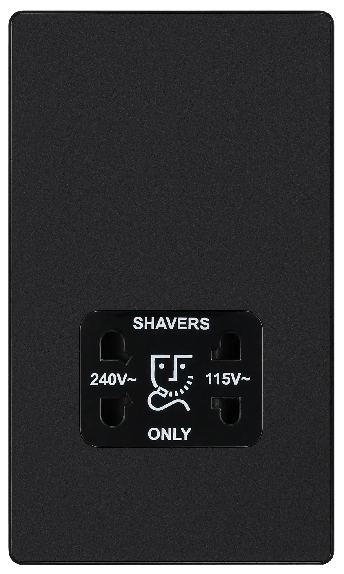 BG Evolve Matt Black Screwless Dual Volt Shaver Socket PCDMB20B BG (British General)