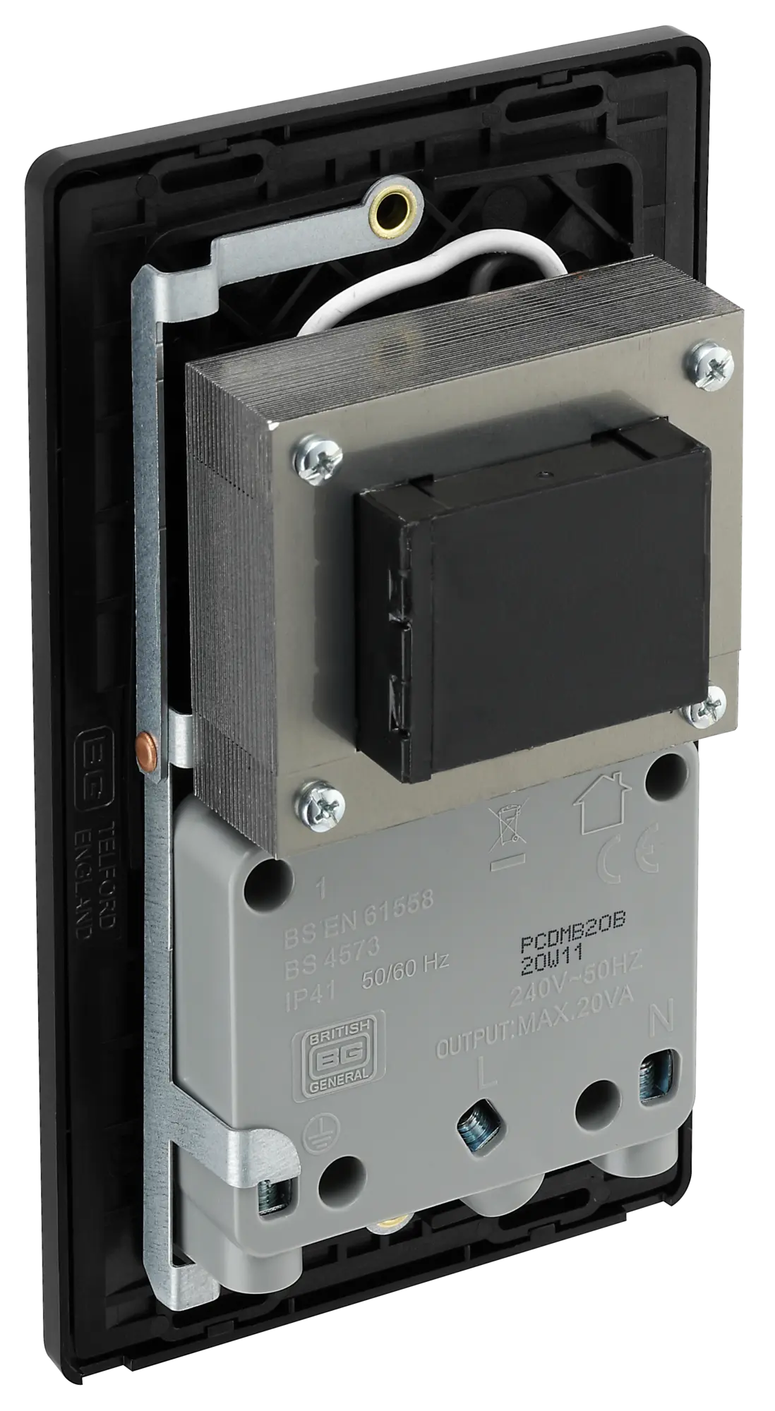 BG Evolve Matt Black Screwless Dual Volt Shaver Socket PCDMB20B BG (British General)