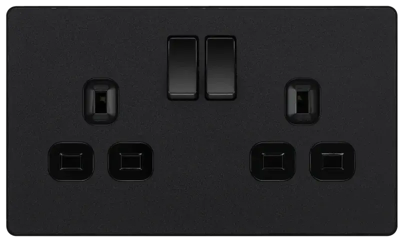BG Evolve Matt Black Screwless Double Socket PCDMB22B BG (British General)