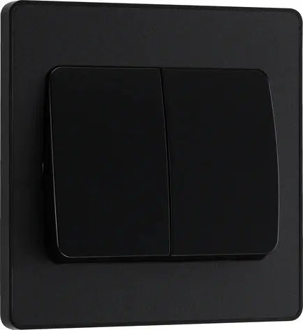 BG Evolve Matt Black Screwless Double Light Switch (Wide) PCDMB42WB BG (British General)