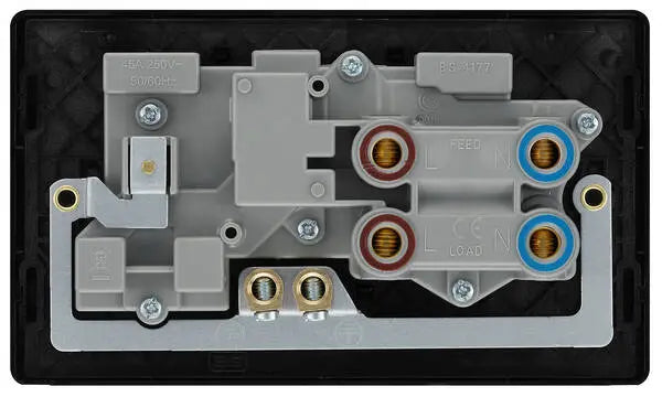 BG Evolve Matt Black Screwless 45A DP Cooker Unit + Socket + Neon PCDMB70B BG (British General)